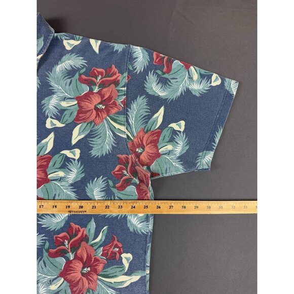 Rare Vintage Y2K LL Bean Flower AOP Art Polo Shirt XL Designer Hype Streetwear - Picture 5 of 6